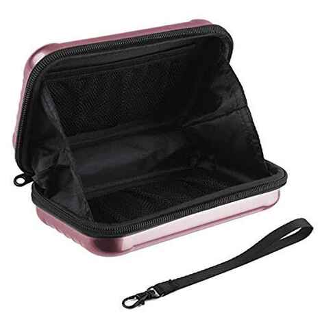 Pink Mini Hard-Shell Cosmetic Case with Wrist Strap